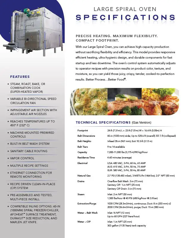 Thumbnail: Large Spiral Oven Spec Sheet
