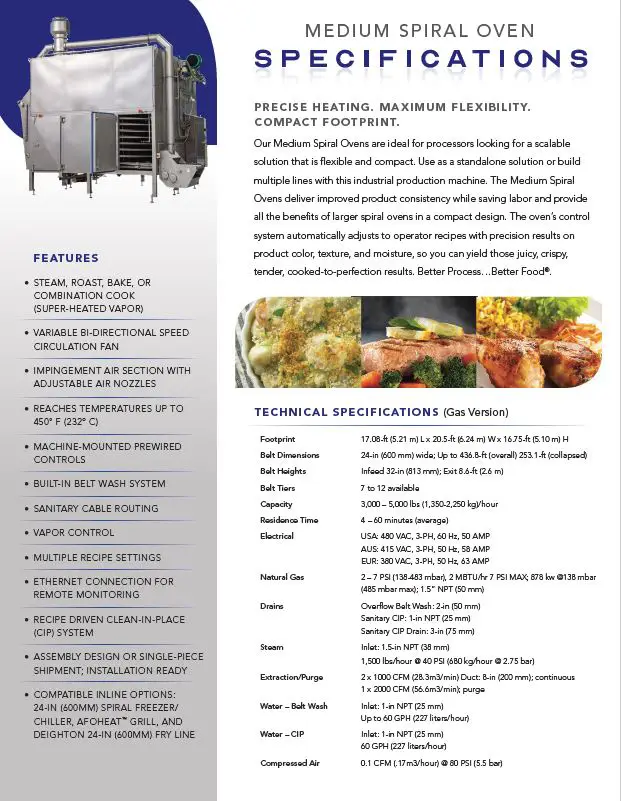 Thumbnail: Medium Spiral Oven Spec Sheet
