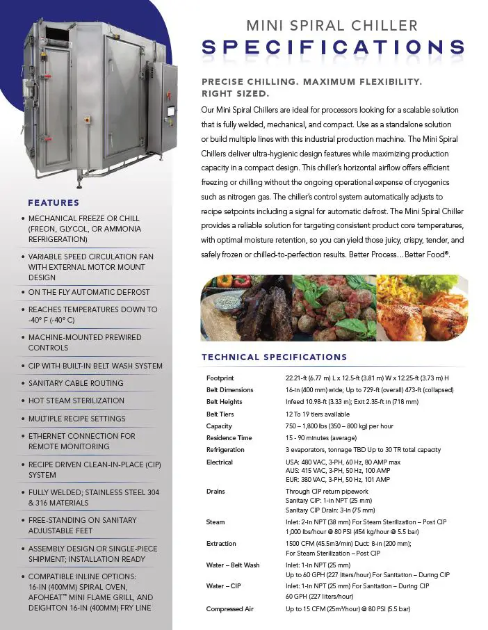 Thumbnail: Mini Spiral Chiller Spec Sheet