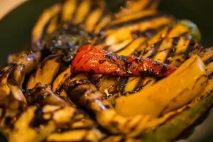 Grill marked peppers after going through a Marlen Flame Grill