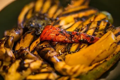 Grill marked peppers after going through a Marlen Flame Grill